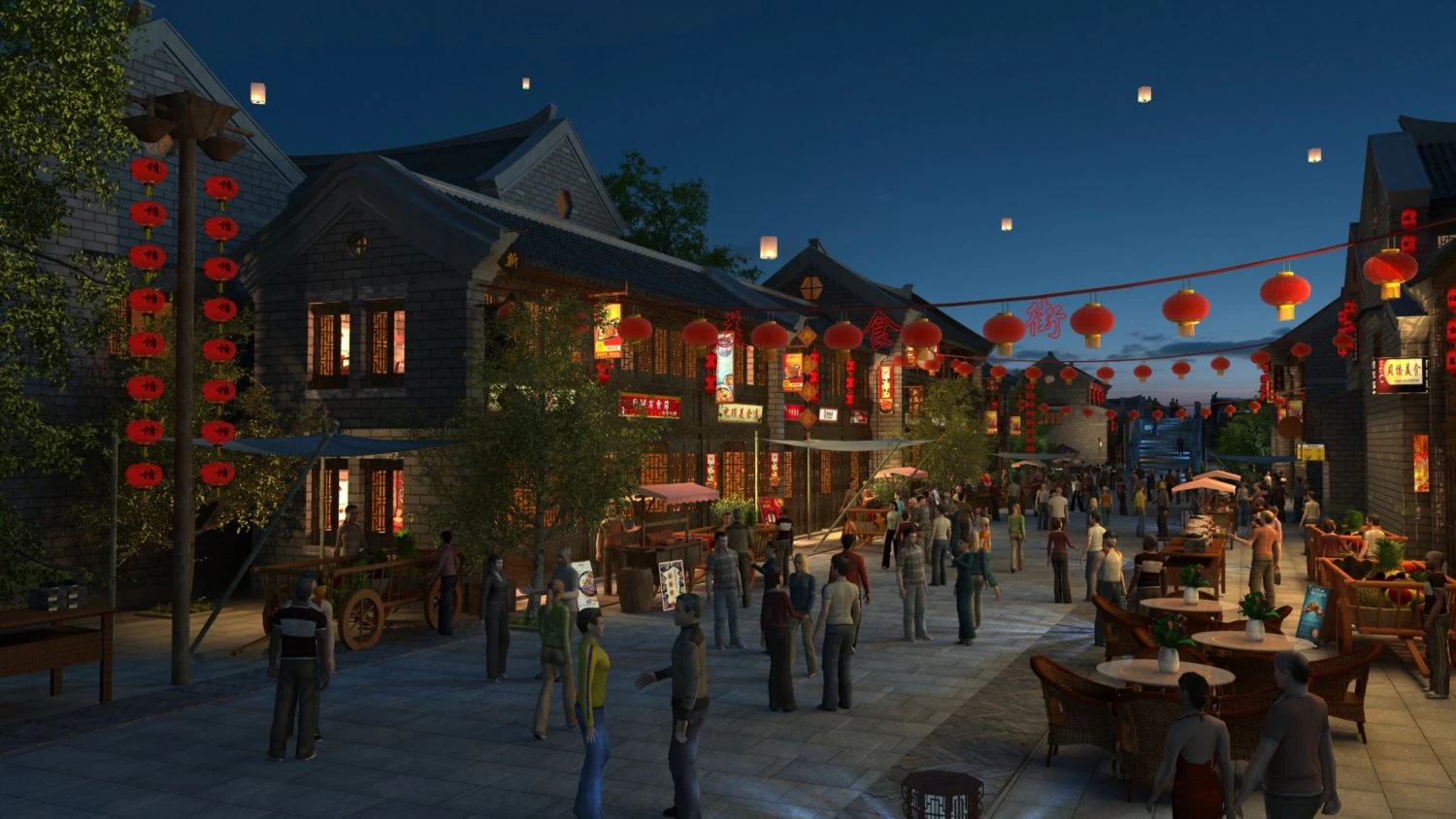 ancient night view 3D Model .c4d .max .obj .3ds .fbx .stl .blend