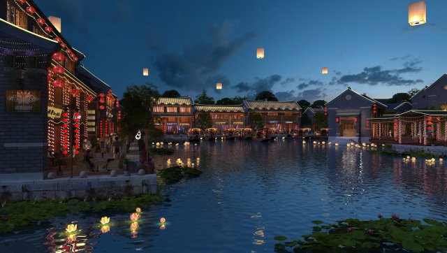 ancient night view 3D Model .c4d .max .obj .3ds .fbx .stl .blend 