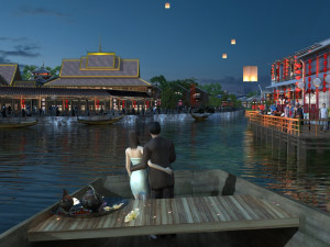 ancient town night view 3Dモデル