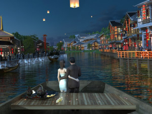 ancient town night view 3D Модель