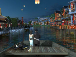 ancient town night view 3D Model