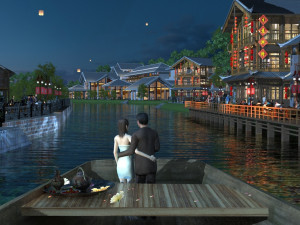 ancient town night view 3D Модель