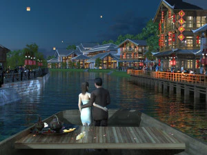 ancient town night view 3D Model