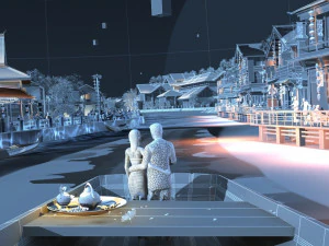 ancient town night view 3D Model