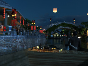 ancient town night view Modèle 3D