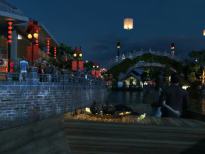 古镇夜景 3D 模型