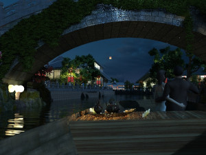 ancient town night view Model 3D