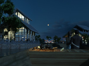 ancient town night view Model 3D