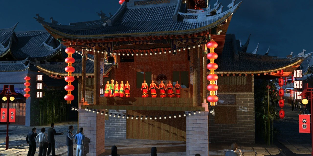 ancient town night view 3D Model .c4d .max .obj .3ds .fbx .stl .blend 