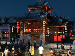 ancient town night view 3Dモデル