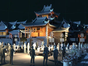ancient town night view 3D Model