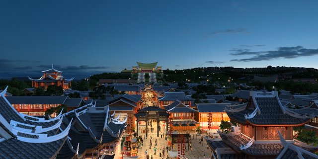 ancient town night view 3D 모델 .c4d .max .obj .3ds .fbx .stl .blend 