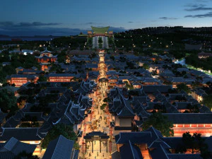 ancient town night view 3D Model