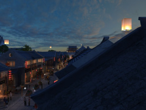 ancient town night view 3D Модель