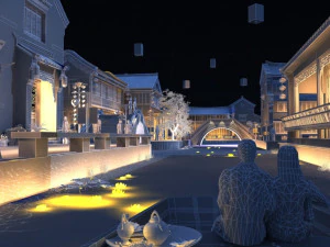 ancient town night view 3D Model
