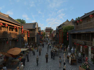 antique calligraphy and painting street 3D Model