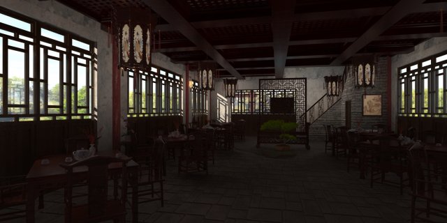 restaurant Modello 3D .c4d .max .obj .3ds .fbx .stl .blend 