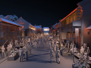 ancient town night view Modelo 3D