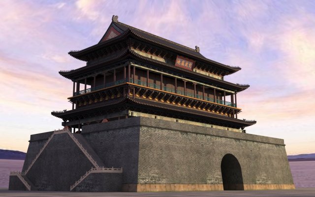 xian drum tower 3D Model .c4d .max .obj .3ds .fbx .stl .blend 