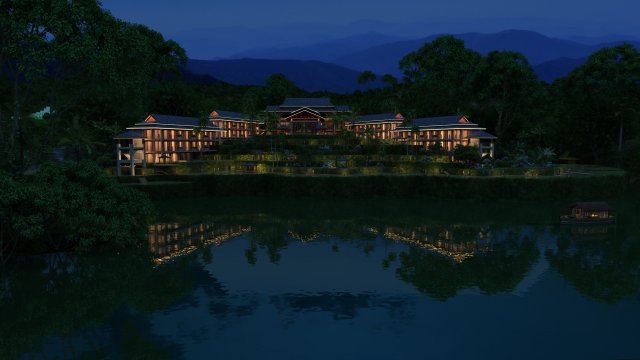 mountain village hotel Modelo 3D .c4d .max .obj .3ds .fbx .stl .blend 