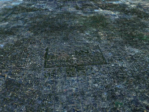 Blick aus der Vogelperspektive auf die Stadt 3D Modell