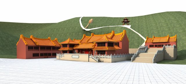 Ancient temple Model 3D .c4d .max .obj .3ds .fbx .stl .blend 