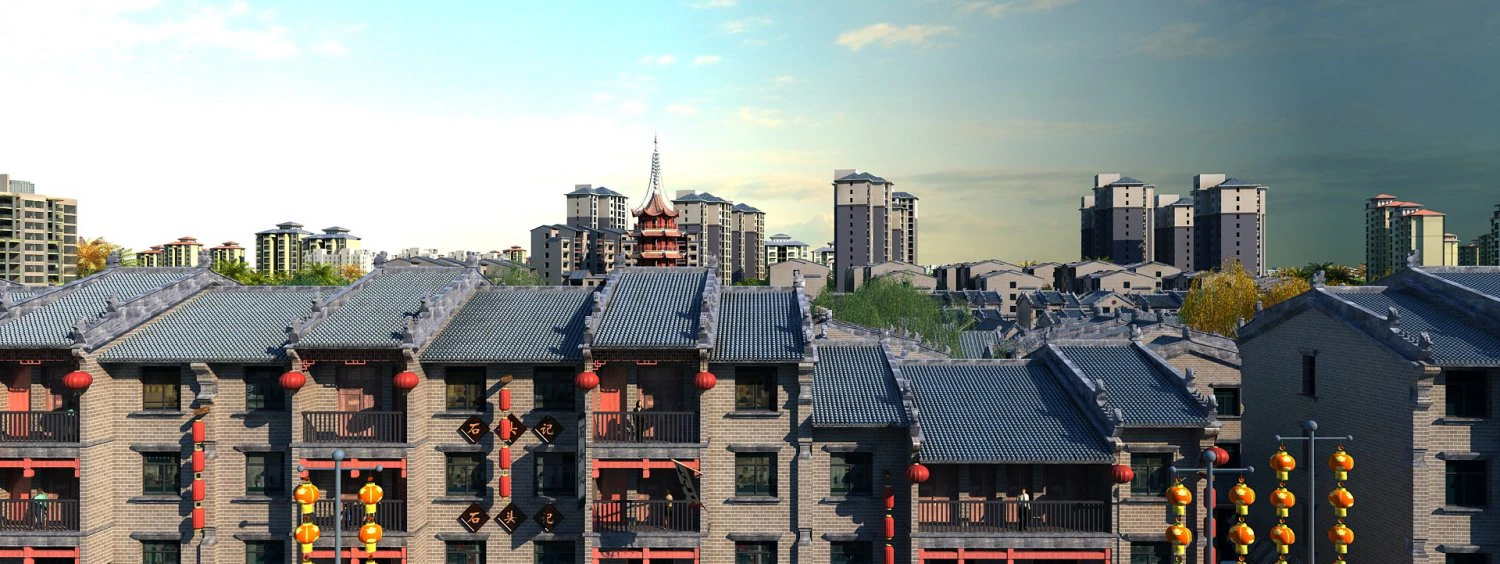 Commercial street 3D Model .c4d .max .obj .3ds .fbx .stl .blend 