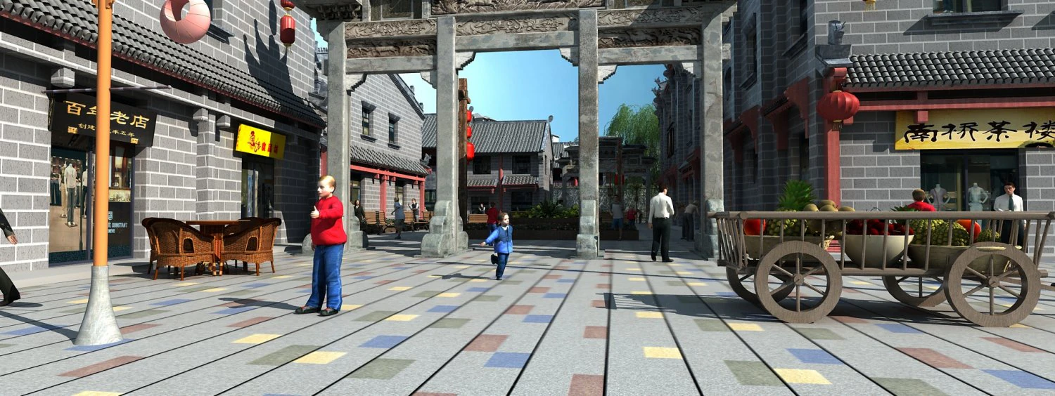 Commercial street 3D Model .c4d .max .obj .3ds .fbx .stl .blend 