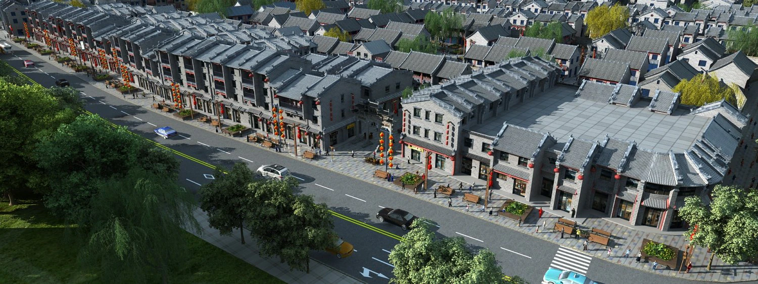 Commercial street 3D Model .c4d .max .obj .3ds .fbx .stl .blend 