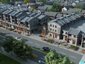 Gesch&auml;ftsstra&szlig;e 3D Modell