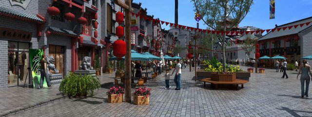 Commercial street 3D 模型 .c4d .max .obj .3ds .fbx .stl .blend 
