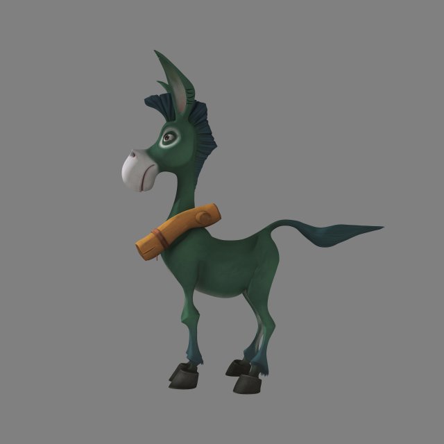 Cartoon donkey 3D Model .c4d .max .obj .3ds .fbx .stl .blend 