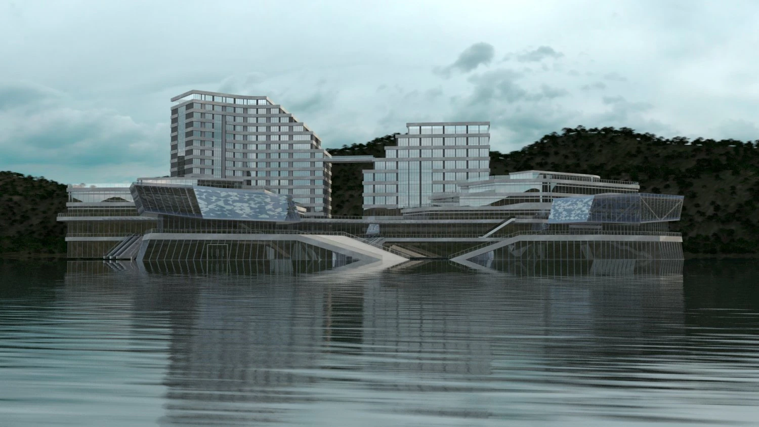 Floating building 3D Model .c4d .max .obj .3ds .fbx .stl .blend 