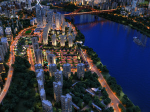 City night view Modello 3D
