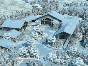 Ranch snow scene Modèle 3D