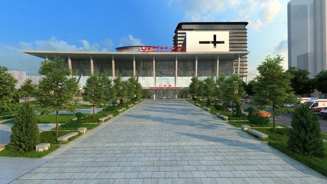 Hospital Modello 3D .c4d .max .obj .3ds .fbx .stl .blend 