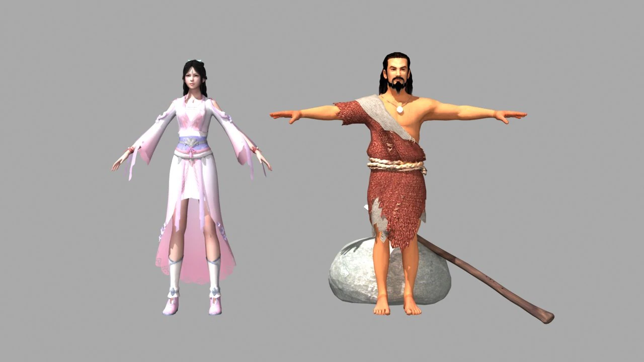Ancient men and women 3D Model .c4d .max .obj .3ds .fbx .stl .blend 