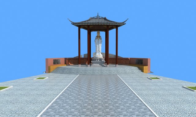 Guanyin Pavilion 3D Модель .c4d .max .obj .3ds .fbx .stl .blend 