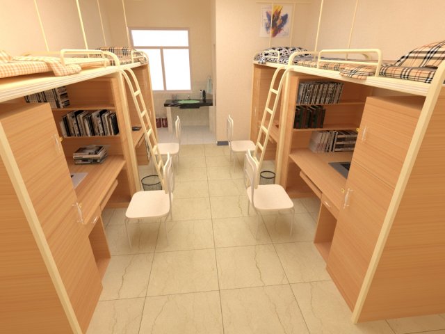 Male dormitory 3D Modell .c4d .max .obj .3ds .fbx .stl .blend