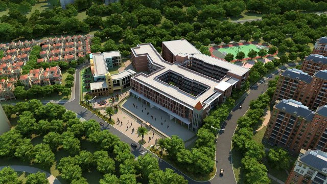 Prédio escolar Modelo 3D .c4d .max .obj .3ds .fbx .stl .blend