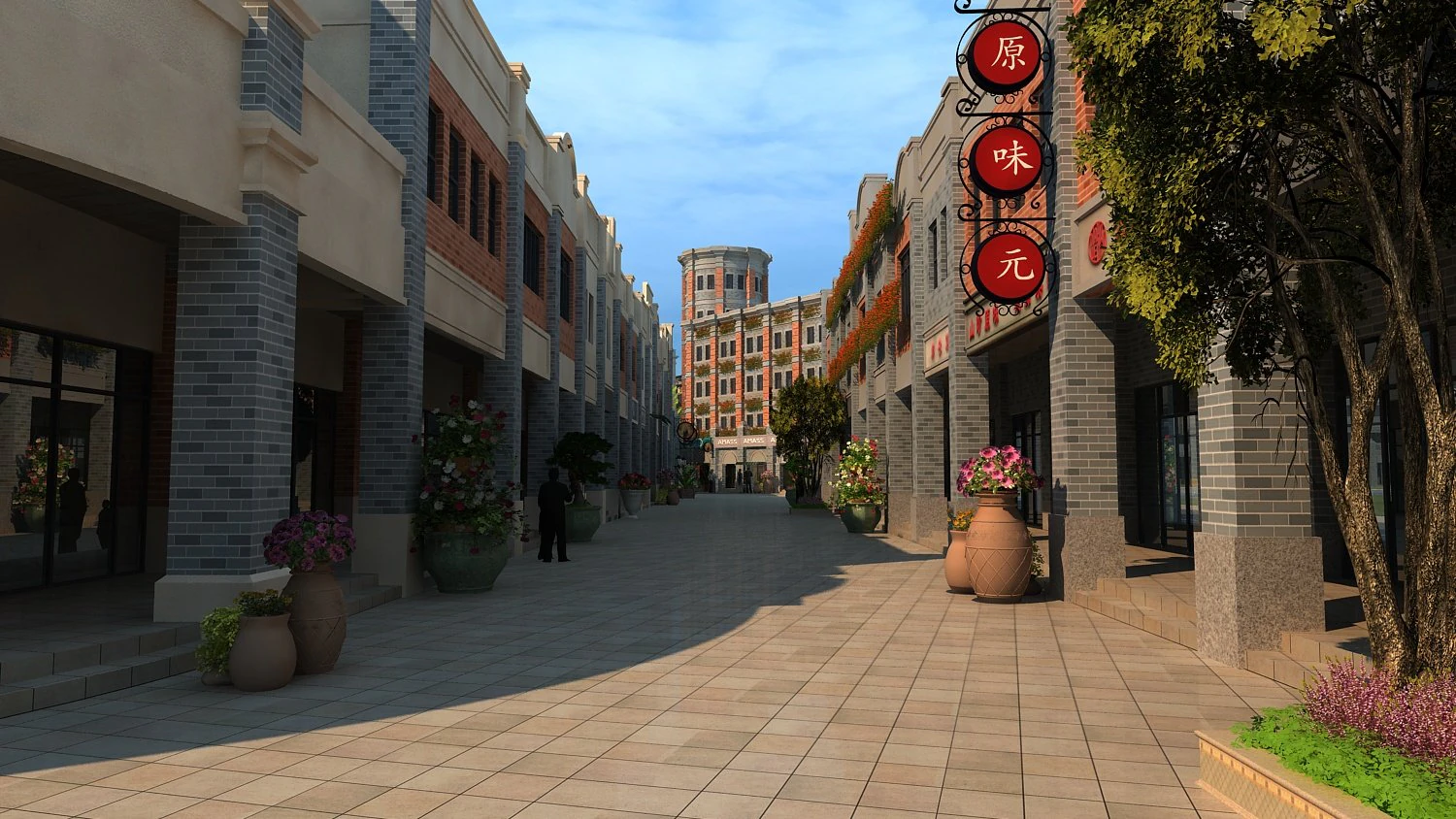 Commercial street 3D Model .c4d .max .obj .3ds .fbx .stl .blend 