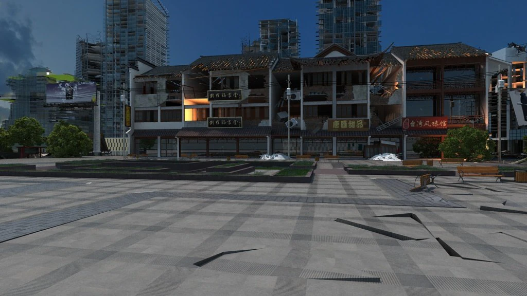Earthquake scene 3D Model .c4d .max .obj .3ds .fbx .stl .blend 