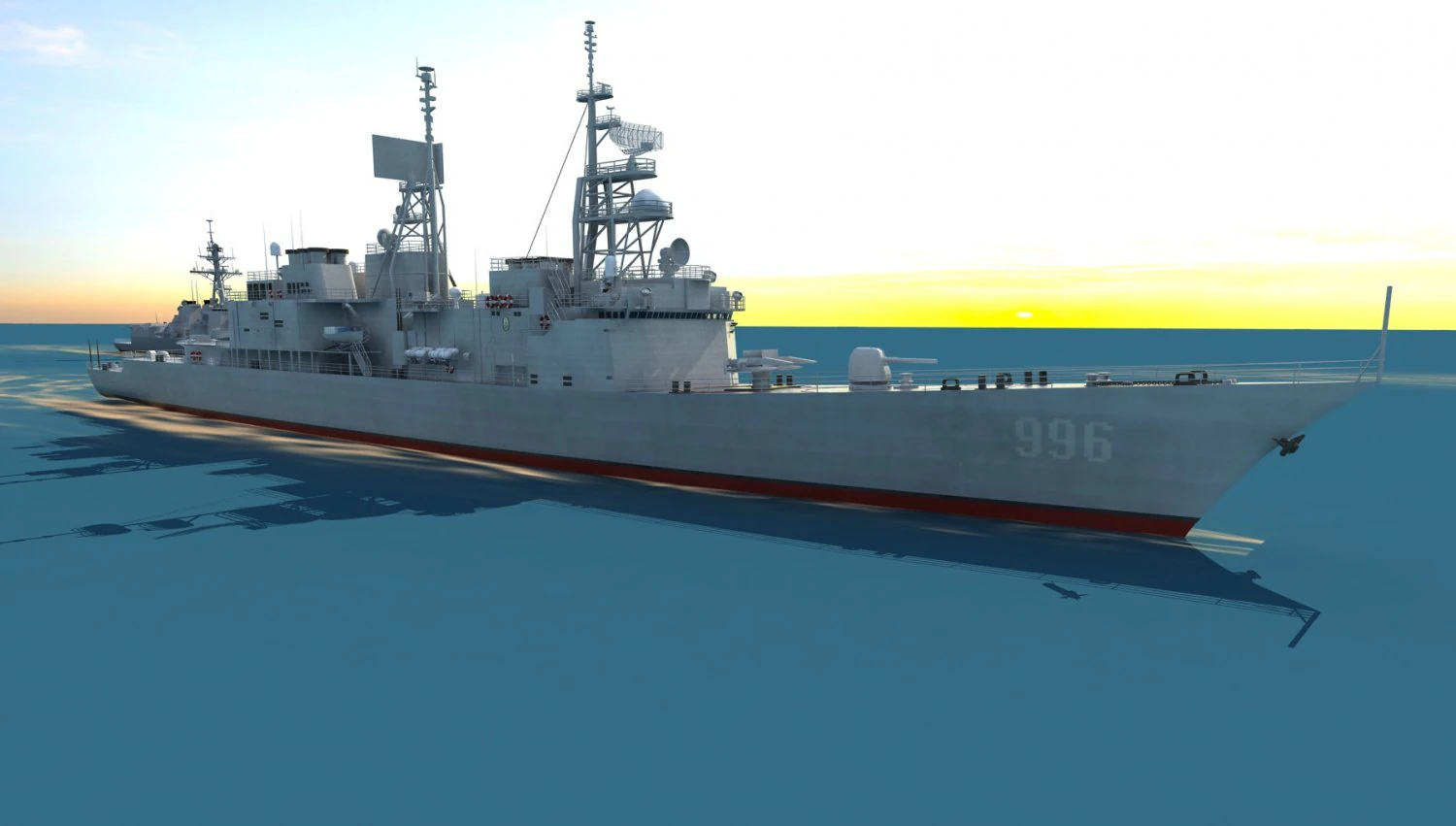 Warship 3D Model .c4d .max .obj .3ds .fbx .stl .blend