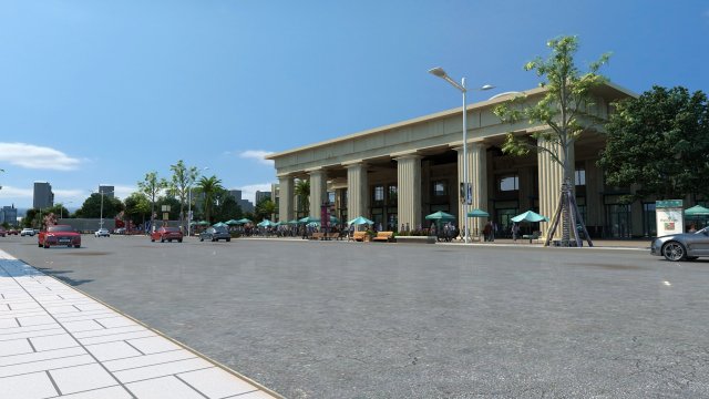 Train station Modelo 3D .c4d .max .obj .3ds .fbx .stl .blend