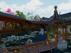 古代建築パビリオン 3Dモデル