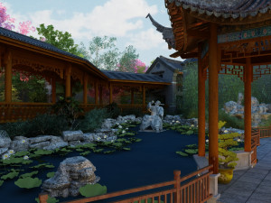 Ancient building pavilion 3D 모델