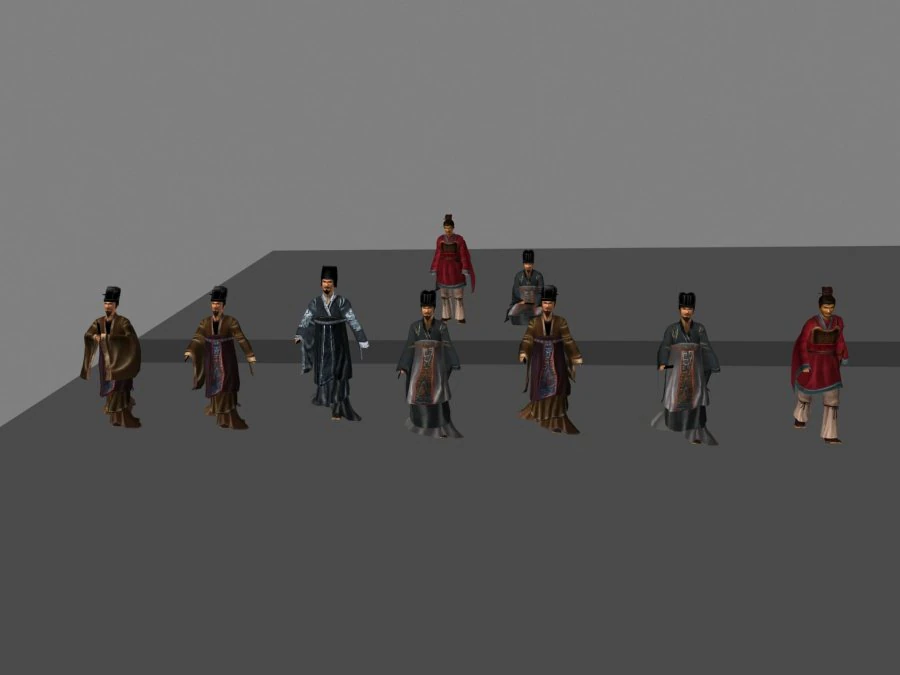 Ancient officials 3D Model .c4d .max .obj .3ds .fbx .stl .blend 