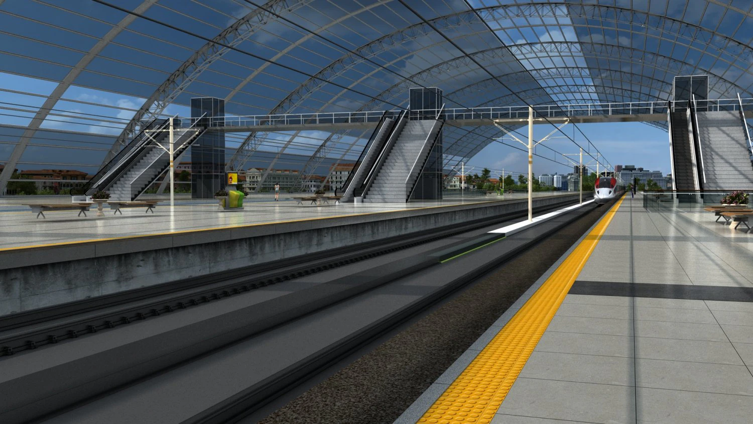 High-speed railway station 3D Model .c4d .max .obj .3ds .fbx .stl .blend 