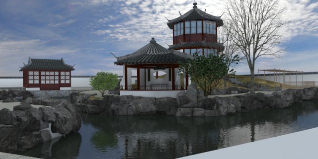 Summer house 3D 模型 .c4d .max .obj .3ds .fbx .stl .blend 