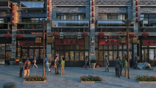 Commercial street 3D 모델 .c4d .max .obj .3ds .fbx .stl .blend 